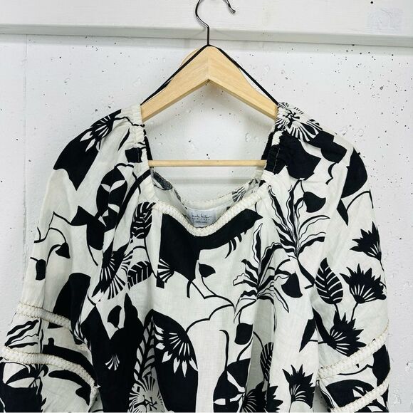 Nicole Miller Women’s size Medium Linen Off Shoulder Blouse - Picture 2 of 9